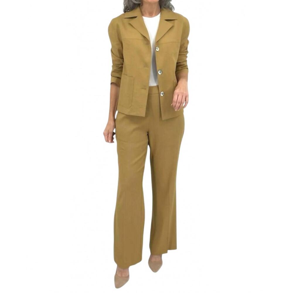 NEW ESTELLE AND FINN stretch linen pull on wide leg pants in caramel